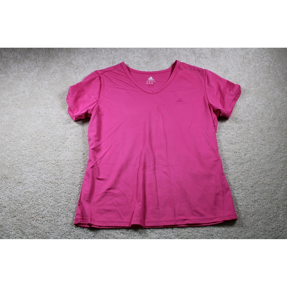 Adidas Shirt Womens XL V Neck Athletic Short Sleeve Performance Tee
